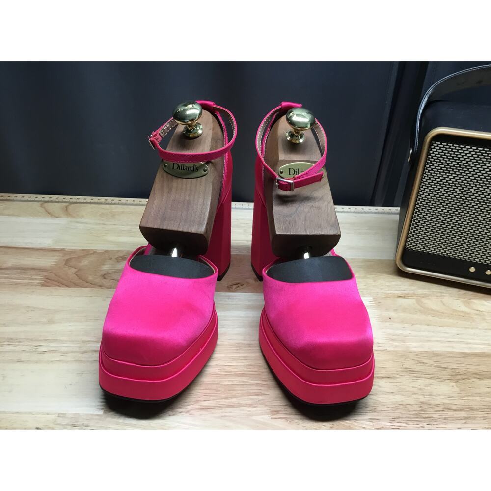 Wild Fable Platform Pumps Women's Size 8.5 Pink Ankle Strap Block Chunky Heels